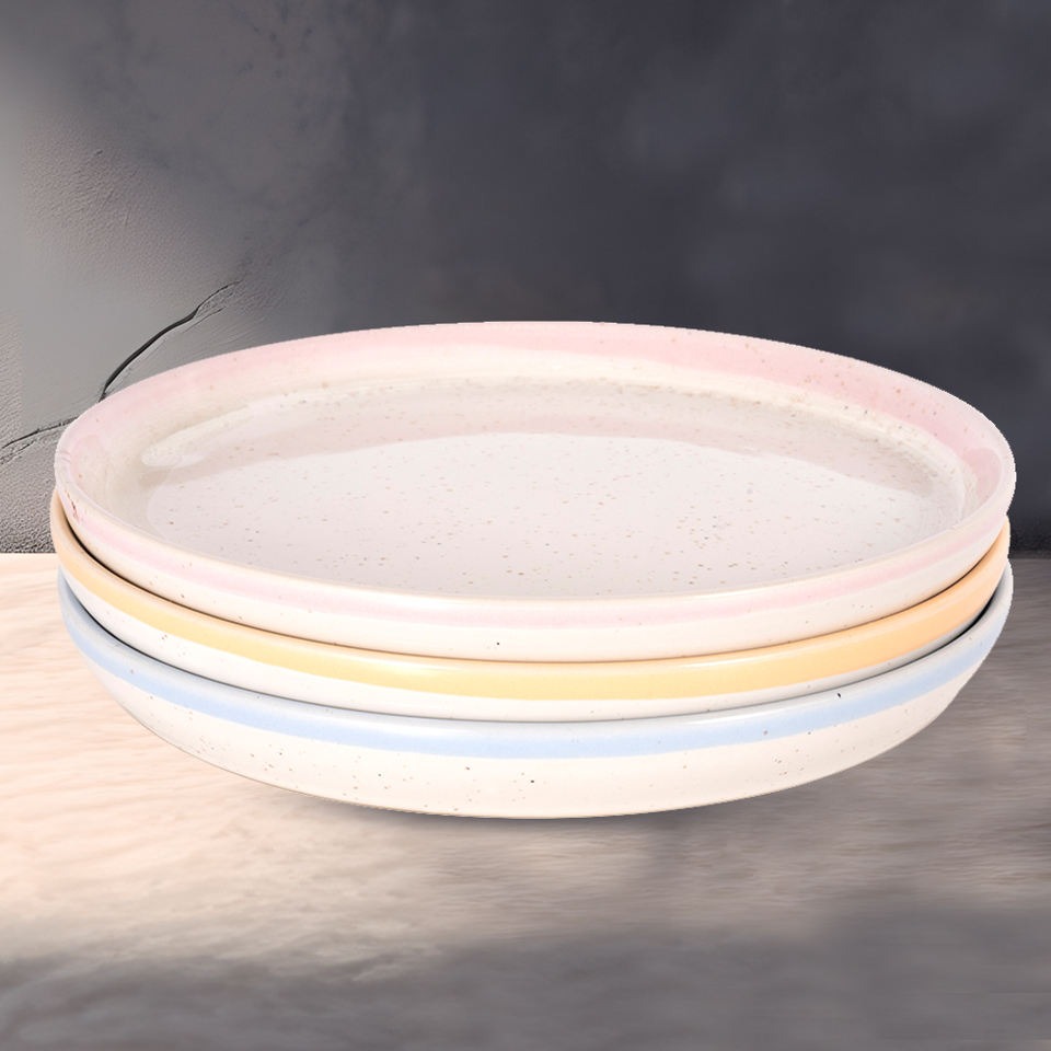 Circular ceramic plate set for restaurants, coarse ceramic plates